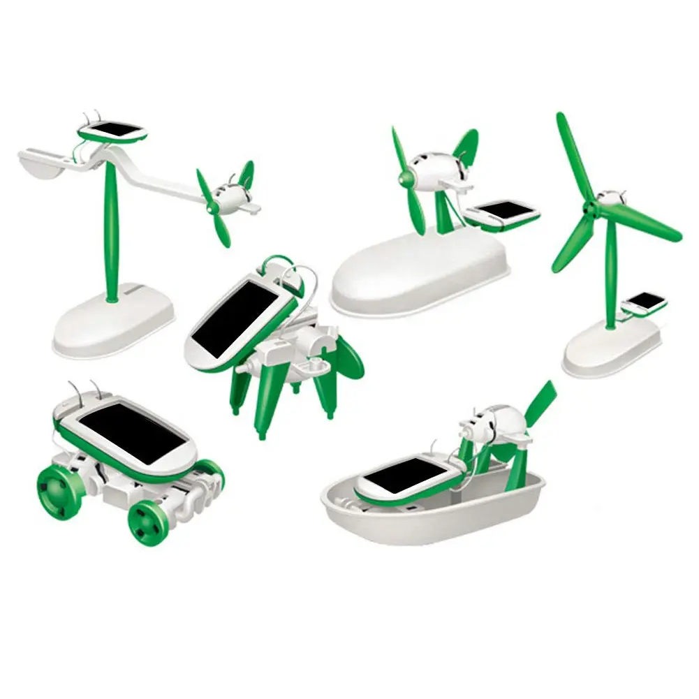 Hot Selling 2011 DIY Toys Creative 6 In 1 Solar Power DIY Assembly Windmill Puppy Robot Education Kids Toy For Children