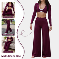 Pantalon de fitness personnalisé extensible 4 directions avec contrôle du ventre, pantalon de sport à jambes larges, leggings de yoga pour femmes
