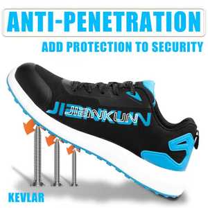 JIANKUN CE S3 SR ESD, zapatos de seguridad ligeros a la moda con punta compuesta para hombres, zapatillas de deporte suaves y cómodas antideslizantes con suela de deporte para hombre, zapatillas de deporte con suela de PU-PU - Product Image 4