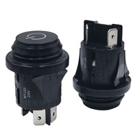 Saklar Tekan Laser Bulat 16A250VAC T105 25mm IP67 RL5-1P21/N ON OFF Pengunci-Otomatis Hitam Tahan Air dengan LED WT