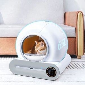 猫のための大容量臭気除去APP制御付きインテリジェント自動セルフクリーニング猫リターボックス - Product Image 3