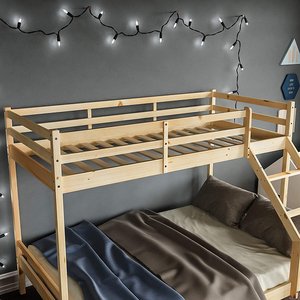 Двухъярусные кровати для взрослых размера Лофт прочная сосновая древесина натуральные цвета двухслойные кровати - Product Image 2
