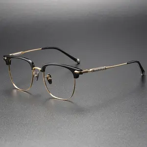 Atacado Barato Preto gafas Designer Quadrado De Acetato De Titânio Óculos Quadros Homens