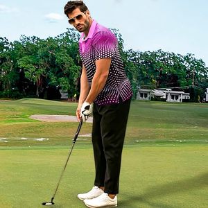 Camisas de golf para hombres Polo de manga corta Gradiente de secado rápido Absorbe la humedad Camisas estampadas atléticas Polo para hombres - Product Image 2