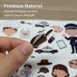 Cute cartoon DIY face <b>stickers</b> with a career theme – die-cut <b>stickers</b> for children’s crafts - Product Image 6