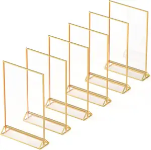 Prodotti oro cornici Double face 6 Pack 5x7 in acrilico oro porta numeri tavolo cavalletto trasparente