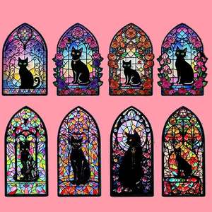 دبوس معدني من سبائك الزنك بتصميم شبح حيواني غوطي أسود مع نافذة زجاجية غامضة للأصدقاء - Product Image 1