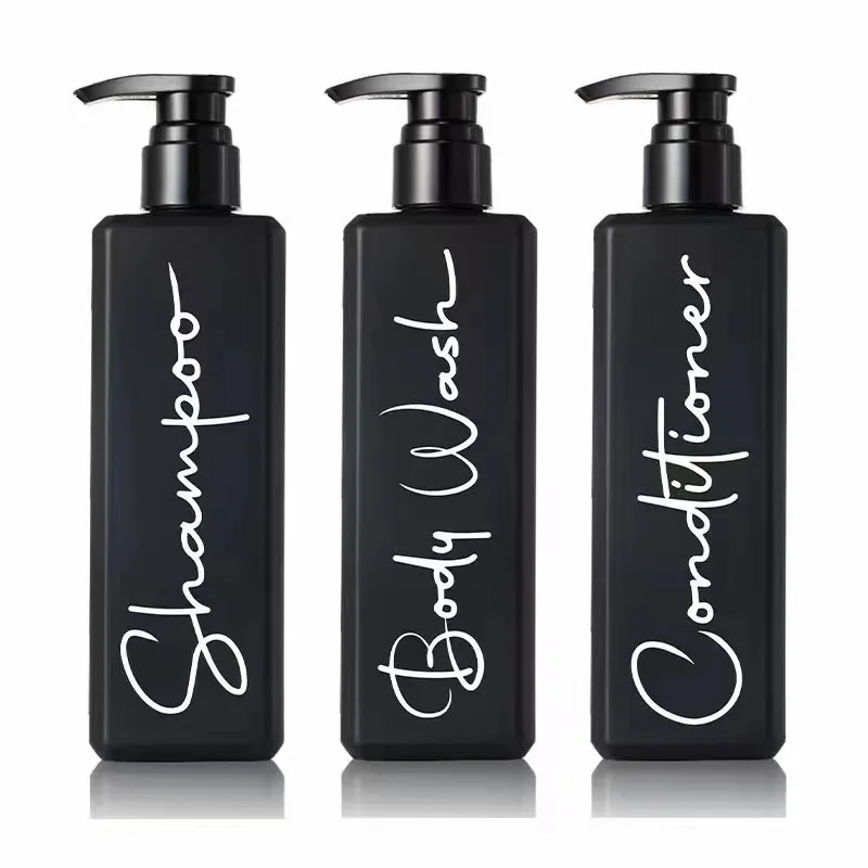 Hot Sale Leer 300ml 500ml Kunststoff Schwarz Weiß Shampoo Flaschen behälter Dusche Haargel Conditioner und Body Wash Lotion Flaschen