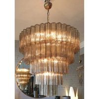 Lustre en verre fumé de grande taille, design moderne italien, en fer, pour escalier d'hôtel, D120CM, meilleur prix