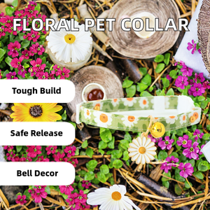 Collar para Gato con Diseño Moderno de Flores Pequeñas, Primavera-Verano 2025, 16 Colores, Cinta de Poliéster con Hebilla de Seguridad, Diseño con Campana Pequeña - Product Image 3