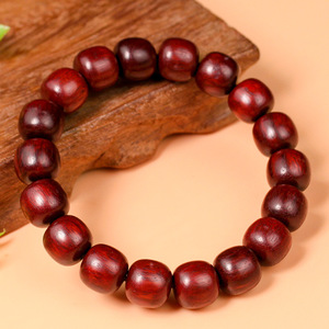 Blood Sandalwood <b>Bracelet</b> Barrel <b>Beads</b> 11x12mm Hand Polished Unisex Jewelry Everyday Wear - Product Image 4