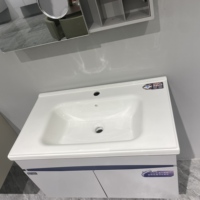 WJL Meuble-lavabo mural moderne et minimaliste en acier inoxydable pour hôtel avec lavabo intégré et miroir grossissant