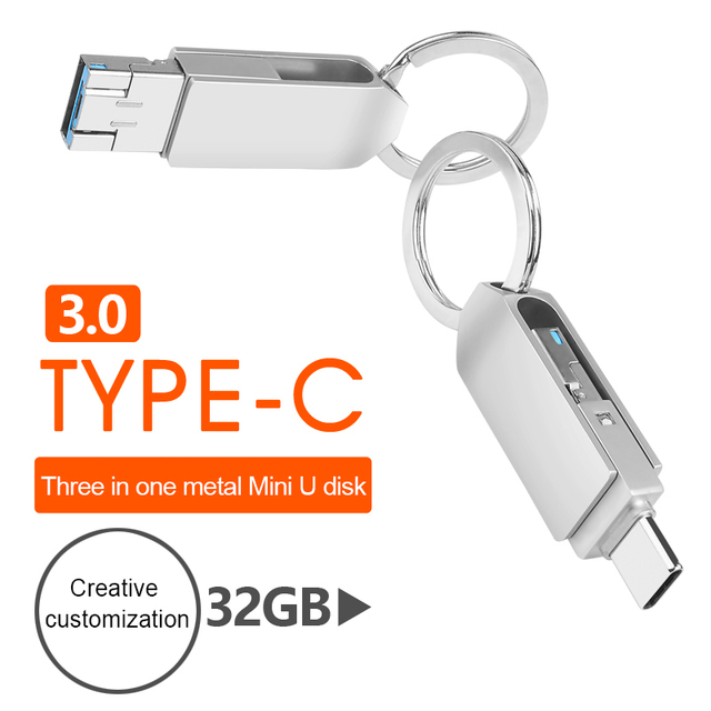 Custom Logo USB 3.0/2.0 Tiny Metal Pendrive 16GB-128GB Flash Drive