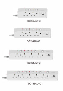 Interruptor Individual BS <span class=keywords><strong>IEC</strong></span> 13A con 2 Puertos USB-C y 4 Tomas de Corriente, Enchufe de Extensión - Product Image 6