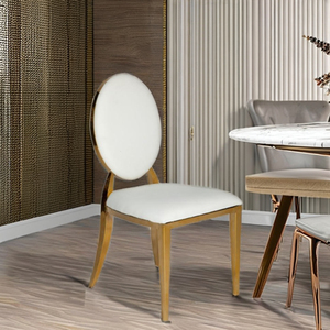Silla de Banquete de Metal Apilable de Acero Inoxidable de Lujo para Hotel, Silla de Cuero para Bodas, Fiestas, Sala de Estar, Apartamento - Product Image 2
