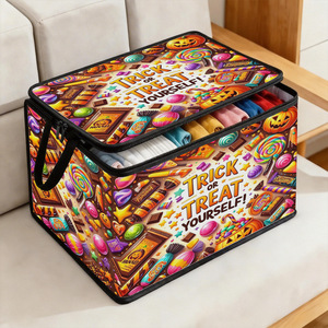 Caixa/Saco de Armazenamento de Roupas em Tecido Não Tecido com Zíper, Grande Capacidade, Design Dobrável, Estampa de Desenho Animado com Tema de Halloween, Atacado - Product Image 4