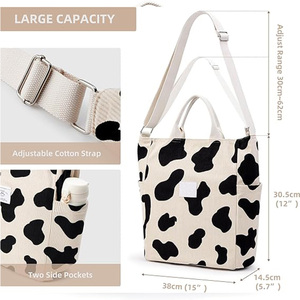 人気のコーデュロイレディースリングバッグカジュアルショルダートートバッグ女性用レオパードクロスボディメッセンジャースリング調整可能なストラップ付き女性用 - Product Image 4