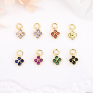Colgante de Flor de Trébol con Circonitas de Colores y Pavé Completo, Chapado en Oro, de Latón, Accesorio de Moda para Fiestas Infantiles, Regalo - Product Image 2