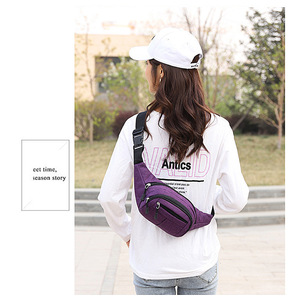 Men's Fanny Pack Oxford Cloth Lightweight Travel Waist Bag Gray 28x10x14cm - Product Image 4