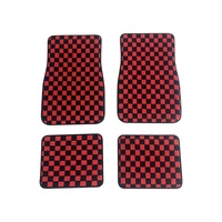 Tapis de voiture personnalisé à motif de damier, drapeau à carreaux rouge et noir, 4 pièces, JDM universel