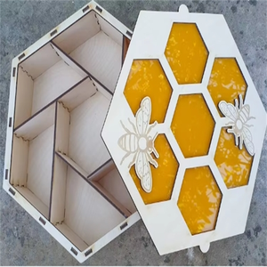 Mükemmel hediye altıgen ahşap bal kapaklı kutu - Product Image 5