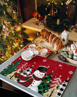 Napperons pour arbres de Noël à carreaux de buffle aquarelle lot de 4 tapis de table d'hiver décor de cuisine fête du nouvel an