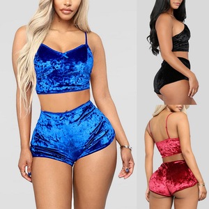 Ultimo Set di indumenti da notte in velluto da donna 2 pz pigiama Sexy con cartoni animati per estate <span class=keywords><strong>Lingerie</strong></span> taglia autunno notte - Product Image 2