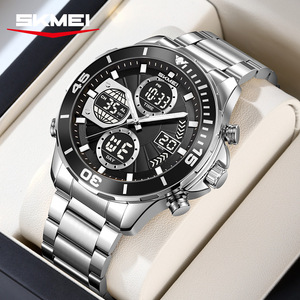 Shikemei Men's Multifunctional Electronic Watch Stainless Steel Strap Dual Movement Large Dial Waterproof Smart Watch - Product Image 4