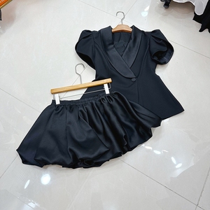 Boutique Clothing Women's Casual <strong>Suit</strong> Contrasting Lapel Top High Waisted <strong>Skirt</strong> <strong>Set</strong> - Product Image 4