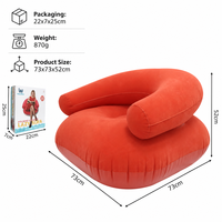 Fauteuil gonflable en forme de U avec accoudoirs, canapé paresseux en PVC floqué épaissi pour salon