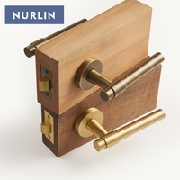 Nurlin laiton massif élégant Style uni Antique Bronze mat or chambre salle de bain poignée de porte Passage intimité serrure à mortaise