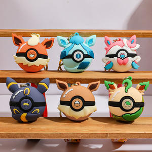 Venta al por mayor goma 3D Anime Pokem Oned Ball PVC dibujos animados llavero colgante <span class=keywords><strong>Pikachu</strong></span> Gengar Charmander Eevee silicona Pokem llavero - Product Image 4