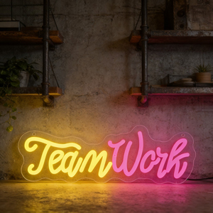 यूएसबी संचालित नेऑन साइन "टीम वर्क" डिमिबल स्विच के साथ, होम बार, कैफे, रेस्तरां, पार्टी और कमरे की दीवार सजावट के लिए एकदम सही है - Product Image 1