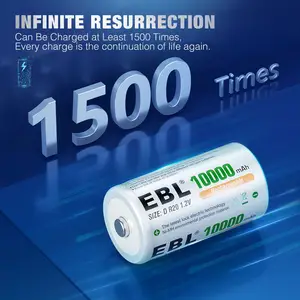 डी साइज बैटरी ब्लिस्टर 4 पैक R20 1.2v 10000Mah रिचार्जेबल डी निम बैटरी सेल