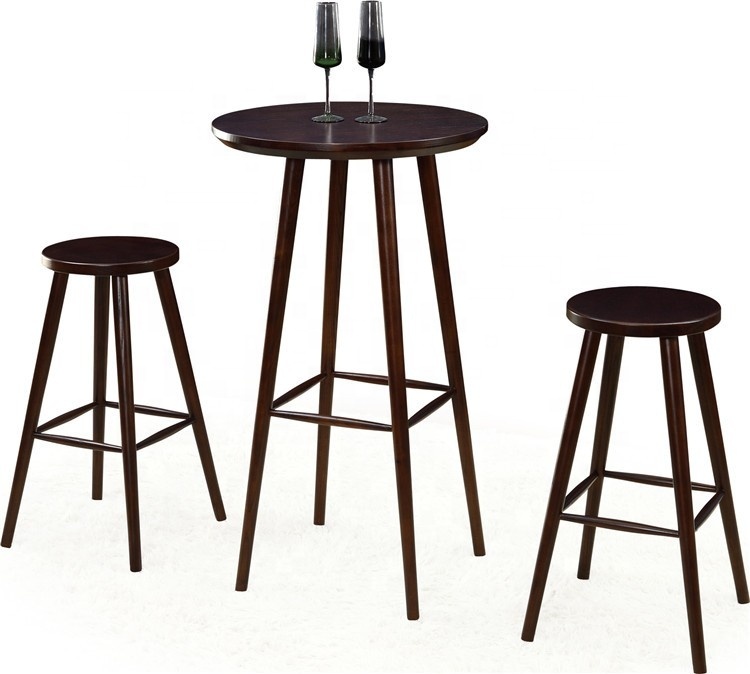 High end solid wood round bar table and chair set for bistro FOH-BCA70 