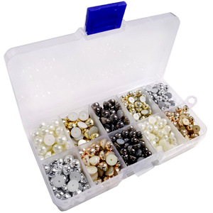 Perles en plastique demi-rondes Celimi KQ-510 6-8mm, perles en résine à fond plat, rivets adhésifs pour sacs - Product Image 5