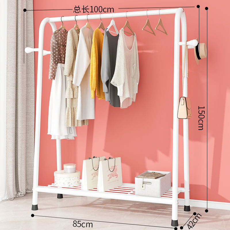 100CM - สีขาว [ตะขอแขวนเสื้อผ้าตาข่ายชั้นเดียว]