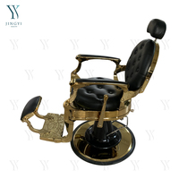 Mobilier de salon de coiffure chaise de barbier inclinable de luxe équipement de salon base en or chaises de barbier hydrauliques rétro pour coiffeur