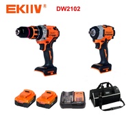 EKIIV Industrial - Kit Combinado Inalámbrico de 11 Piezas y 21 V, Kit Combinado de Herramientas Eléctricas Inalámbricas de Alta Calidad con CE