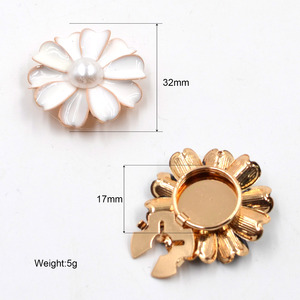 JFRB101 Cubrebotones de Esmalte Negro/Blanco con Diseño de Flor, Accesorios sin Costuras, Clip Desmontable con Perla y Flor para <span class=keywords><strong>Botones</strong></span> de Camisas - Product Image 2