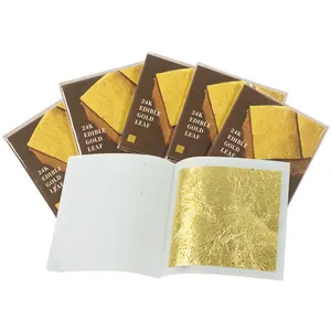 4.33X4.33 Cm Yang Dapat Dimakan 24K Murni Emas Foil Lembaran Daun untuk Dekorasi Makanan Kecantikan Kulit
