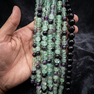 Perles de fluorite verte naturelle, perles de pierres précieuses facettées, perles rondes en pierre brute pour la fabrication de bijoux - Product Image 3