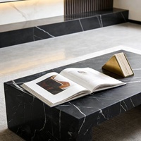 Table basse moderne de luxe nordique en marbre, socle durable, base noire Marquin, ensemble de meubles pour chambre et salon