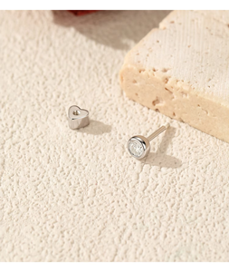 S925 Sterling Silver Simple Daily Round Ear <b>Stud</b> Sparkling Moissanite Heart Screw <b>Stud</b> <b>Earring</b> for Women <b>Fine</b> Jewelry - Product Image 6