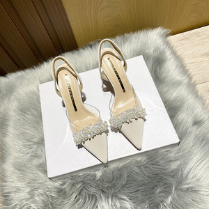 Closed Point Toe Transparent Crystal Rhinestone Heels for Ladies Wholesale Bridal Wedding High Heels Sandals - Product Image 5