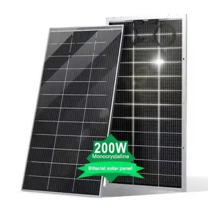 低价格双面刚性太阳能电池板太阳能组件100W 120W 150W 200W玻璃单晶硅光伏电池板，用于风扇发光二极管灯