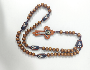 Collier en perles de bois naturel <span class=keywords><strong>Komi</strong></span>, collier chapelet croix Saint Charbel, collier religieux tressé à la main - Product Image 4