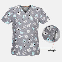 Blouse unisexe pour hôpital dentaire, hauts de travail imprimés de dessins animés mignons, blouses d'infirmière décontractées à manches courtes, vêtements de travail pour toilettage d'animaux