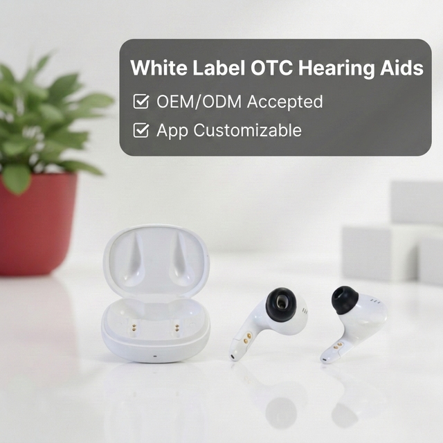 OEM/ODM 16-Channel Half-In-Ear OTC Hearing Aid with Digital Processing APP Control Rechargeable for for 2-in-1 Hybrid