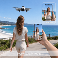 Drone caméra 4K HD avec suivi intelligent IA, mini-caméra volante format paume, quadricoptère pour vlog, photographie aérienne de voyage, télécommande